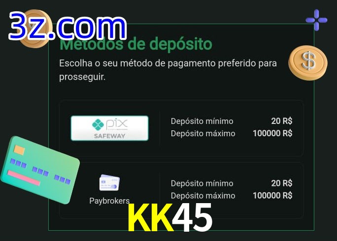 O cassino KK45 oferece uma grande variedade de métodos de pagamento